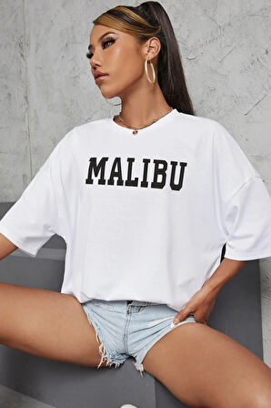 Unisex Malibu Baskılı Tasarım Tshirt