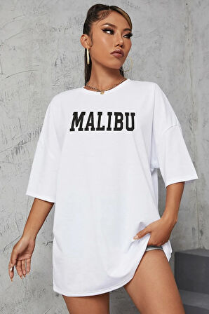 Unisex Malibu Baskılı Tasarım Tshirt