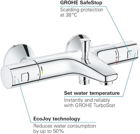 Precision Start Termostatik Banyo Bataryası, Su Tasarruflu, Krom, 34598000
