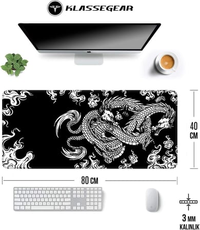 Klasse Pro - Dikişli Kenar 80x40 cm Oyuncu Gaming Mouse Pad (Dragon Knot)