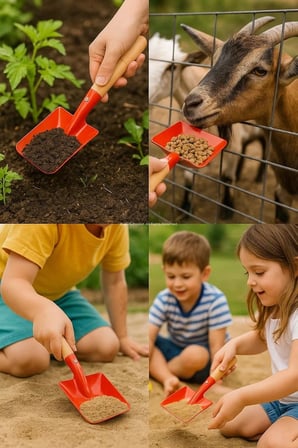 Mini Saplı Bahçe Küreği, Renkli Metal Başlık, Ahşap Sap, Hobi Bahçesi, Hayvan Yemi Verme, Çocuklar İçin Güvenli, Saksı Toprağı Taşıma, Mini Boy, Hafif ve Dayanıklı Çok Amaçlı Bahçe Küreği