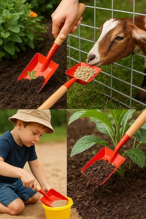 Mini Saplı Bahçe Küreği, Renkli Metal Başlık, Ahşap Sap, Hobi Bahçesi, Hayvan Yemi Verme, Çocuklar İçin Güvenli, Saksı Toprağı Taşıma, Mini Boy, Hafif ve Dayanıklı Çok Amaçlı Bahçe Küreği