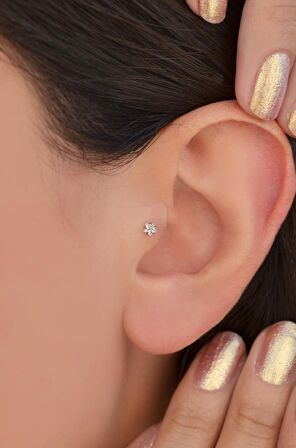 Çelik Yıldız Piercing 8 mm Tragus Helix Kıkırdak Conch