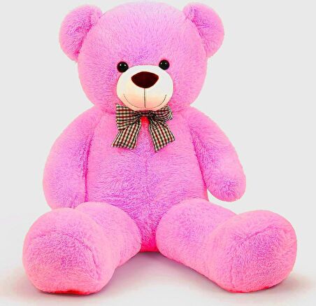  Yeni Yıla Özel : Elinde Baskılı Kalbi Ve Noel Şapkalı 90 cm Papyonlu Peluş Ayıcık - Yeni Yıl Temalı 