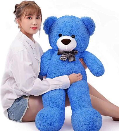  Yeni Yıla Özel : Elinde Baskılı Kalbi Ve Noel Şapkalı 90 cm Papyonlu Peluş Ayıcık - Yeni Yıl Temalı 