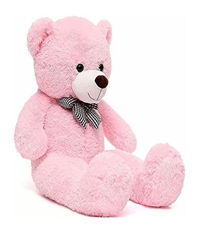  Yeni Yıla Özel : Elinde Baskılı Kalbi Ve Noel Şapkalı 90 cm Papyonlu Peluş Ayıcık - Yeni Yıl Temalı 