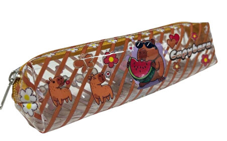 Capybara Desenli Kalemlik – Sevimli Hayvan Figürlü, Fermuarlı, Çok Amaçlı Kalem ve Aksesuar Çantası