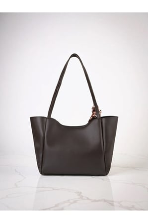 Kadın Fularlı Kahverengi Fermuarlı Mıknatıs Kapamalı Shopper El ve Omuz Çantası