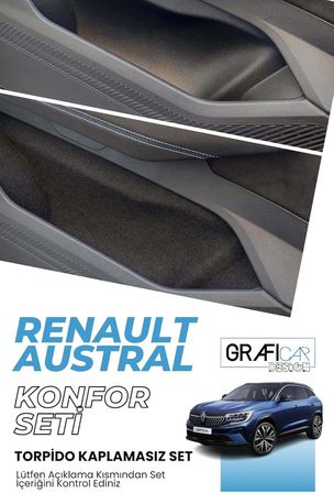 Renault Austral Konfor Seti̇ Eşya Saklama Cepleri İçin Hazır Kumaş Kaplama Ses Giderici İzolasyon Amaçlı Set/Torpido Kaplamalı Set (TORPİDOYA KAPLAMA İSTEMİYORUM)