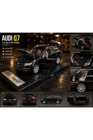 1:26 Ölçek Audi Q7 Jip Diecast Model Araba Siyah Audi Q7 Jip Model Araba
