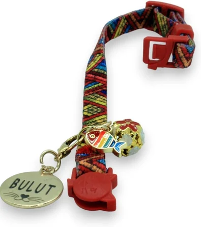 Güvenlik Kilitli Kedi Tasması, Isimli Kedi Tasması, Kedi Isimlik, Kedi Künyesi, Safety Click DESEN 21-Standart