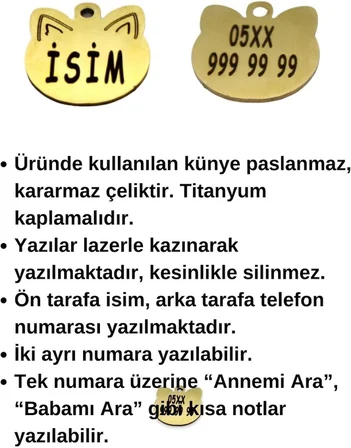 Güvenlik Kilitli Kedi Tasması, Isimli Kedi Tasması, Kedi Isimlik, Kedi Künyesi, Safety Click DESEN 21-Standart