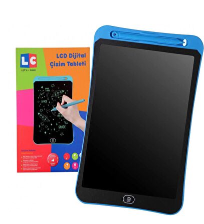 10 Inch, Kalemli LCD Dijital Çizim-Eğitim Yazı Tableti, Dijital Çizim Pedi-10 inç, Mavi