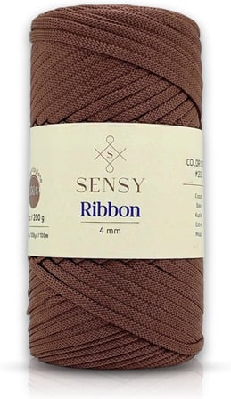 Premium Ribbon Polyester Ip 200 gr Polyester Ribbon Makrome Ipi (Simli Sütlü Kahve)