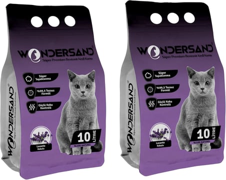 LAVANTA KOKULU İNCE TANE TOPAKLANAN KEDİ KUMU 10 LT X 2 ADET