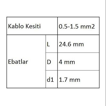 GBY251 Ek Muf İzoleli Kablo Ucu 20 Adet