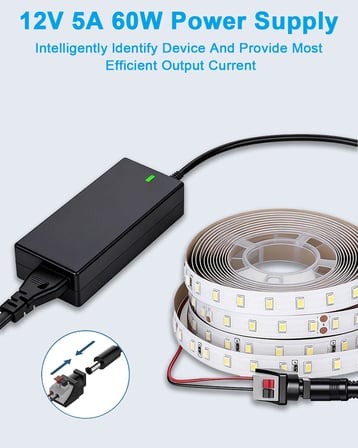 LED şeritler, LED ışık şeridi, TV, DVD TV'ler TFT ekran monitörü, NAS, EXT için 12V 5A 60W güç kaynağı. Sabit sürücüler, Pico-PSU için güç kaynağı adaptörüne kadar 5.5 * 2.5/2.1 mm