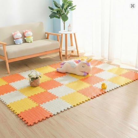 9 Parça Set 33x33 13mm Tatami 100x100 Kurulumlu Oyun Spor Halısı Minderi Puzzle Minder Zemin Kaplama (mavi-pembe-beyaz)