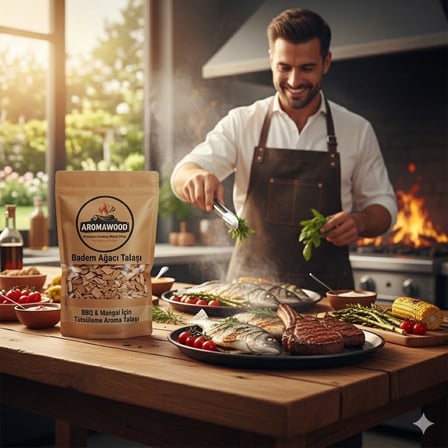 Badem Ağacı BBQ Tütsüleme Talaşı 2500 ml, Kutu Hediyeli