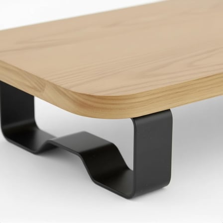 Prexua Upster Ahşap Monitör Standı - Ergonomik Monitör Yükseltici (Safir Meşe - Siyah Ayak, Large)