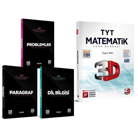 Paragraf Problem Dil Bilgisi ve 3D TYT Matematik Soru Bankası Seti 4 Kitap