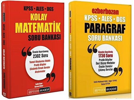 Pegem KPSS ALES DGS Kolay Matematik Ezberbozan Paragraf Soru 2 li Set Pegem Akademi Yayınları