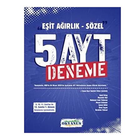 Okyanus 2023 YKS AYT Sözel ve Eşit Ağırlık 5 Deneme