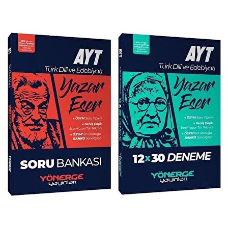 2023 Yönerge Yayınları YKS AYT Türk Dili ve Edebiyatı Yazar Eser Soru + 12 Deneme 2 li Set