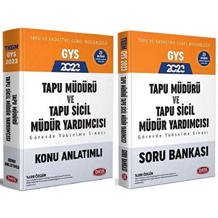 Data 2023 GYS Tapu Kadastro Tapu Müdürü ve Tapu Sicil Müdür Yardımcısı Konu + Soru 2 li Set Görevde Yükselme Data Yayınları