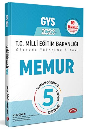 2023 Milli Eğitim Bakanlığı Memur Tamamı Çözümlü GYS 5 Deneme Sınavı Data Yayınları