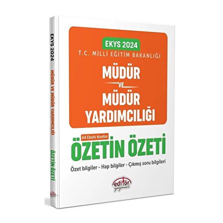 Editör 2024 MEB EKYS Müdür ve Yardımcılığı Özetin Özeti Editör Yayınları