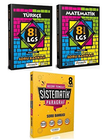 Sistematik LGS Türkçe Matematik ve Paragraf Soru Bankası 3 Kitap Set