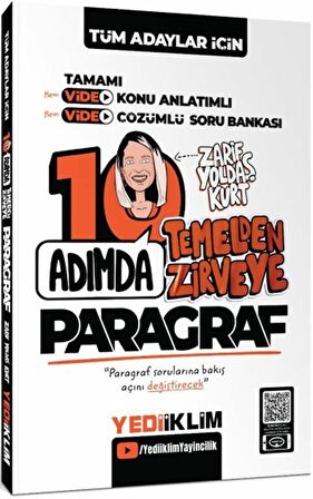 Yediiklim Tüm Adaylar İçin 10 Adımda Paragraf Video Konu Anlatımlı ve Video Çözümlü Soru Bankası