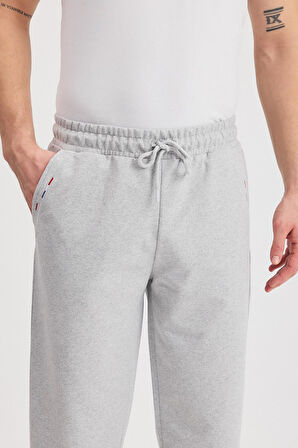 Erkek Yanları Cepli Gri Bermuda Diz Altı Kapri Beli Ayarlanabilir Lastikli Uzun Şort CMRE108