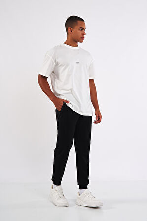 Sİyah-Gri Erkek Paçası Lastikli 2'li Eşofman Altı