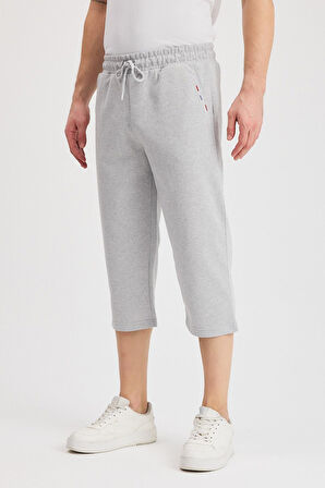 Erkek Yanları Cepli Siyah-Antrasit Bermuda Diz Altı Kapri Beli Ayarlanabilir Lastikli 2'li Uzun Şort