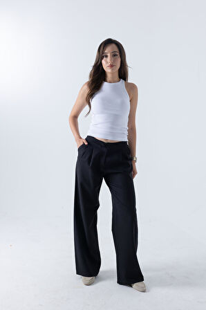 Fitilli Regular Fit Normal Kalıp Beyaz Bisiklet Yaka Sıfır Kol Pamuklu Kadın Atlet