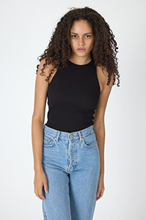 Fitilli Regular Fit Normal Kalıp Siyah-Gri-Beyaz Bisiklet Yaka Sıfır Kol Pamuklu 3'lü Kadın Atlet 