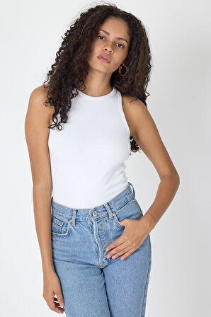 Fitilli Regular Fit Normal Kalıp Siyah-Gri-Beyaz Bisiklet Yaka Sıfır Kol Pamuklu 3'lü Kadın Atlet 