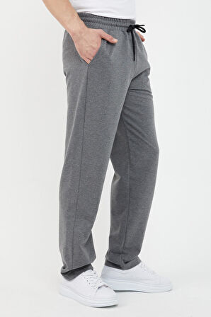 Antrasit Relaxed Fit Bisiklet Yaka Sweatshirt Düz Paça Erkek Eşofman Takımı