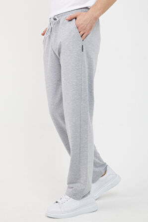 Gri Relaxed Fit Bisiklet Yaka Sweatshirt Düz Paça Erkek Eşofman Takımı