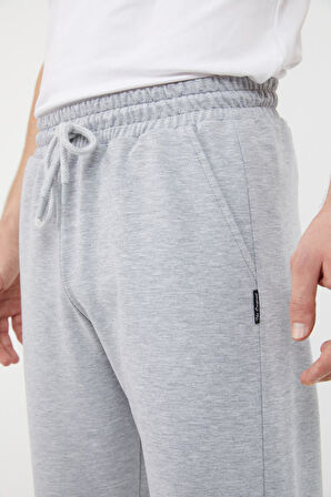 Gri Relaxed Fit Bisiklet Yaka Sweatshirt Düz Paça Erkek Eşofman Takımı