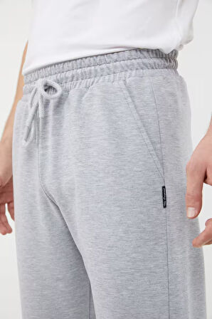 Gri Kapüşonlu Regular Fit Hırka Düz Paça Erkek Eşofman Takımı 3861