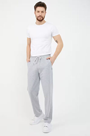 Gri Kapüşonlu Regular Fit Hırka Düz Paça Erkek Eşofman Takımı 3861