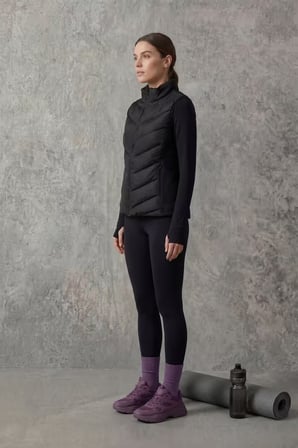 Siyah Kapitone Kolsuz Slim Fit Dik Yaka Fermuarlı Cepli Kadın Şişme Yelek MTLCY1
