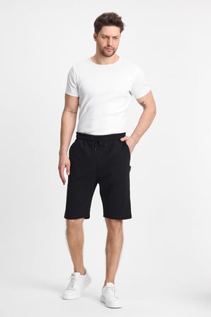 Erkek Siyah-Antrasit Yan Cepli Beli Lastikli Regular Fit Rahat Kesim 2'li Şort