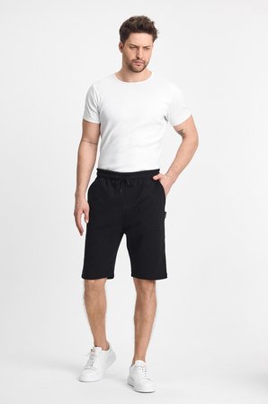 Erkek Siyah-Antrasit Yan Cepli Beli Lastikli Regular Fit Rahat Kesim 2'li Şort