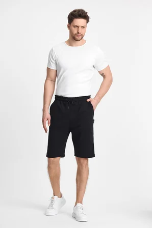 Erkek Siyah-Antrasit Yan Cepli Beli Lastikli Regular Fit Rahat Kesim 2'li Şort