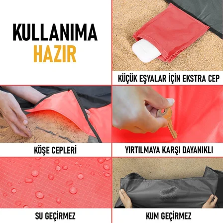 Cep Yer Örtüsü, Piknik Örtüsü Kamp Matı, Plaj Yer Örtüsü, Su Geçirmez, Kum Tutmaz, Hızlı Kurur, Hafif, Zemin Örtüsü Outdoor Açık Hava Kamp Yürüyüş Seyahat için - El Askılı - 150-150cm - Mavi