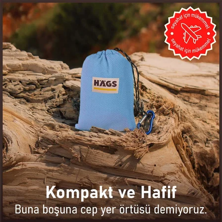 Cep Yer Örtüsü, Piknik Örtüsü Kamp Matı, Plaj Yer Örtüsü, Su Geçirmez, Kum Tutmaz, Hızlı Kurur, Hafif, Zemin Örtüsü Outdoor Açık Hava Kamp Yürüyüş Seyahat için - El Askılı - 150-150cm - Mavi